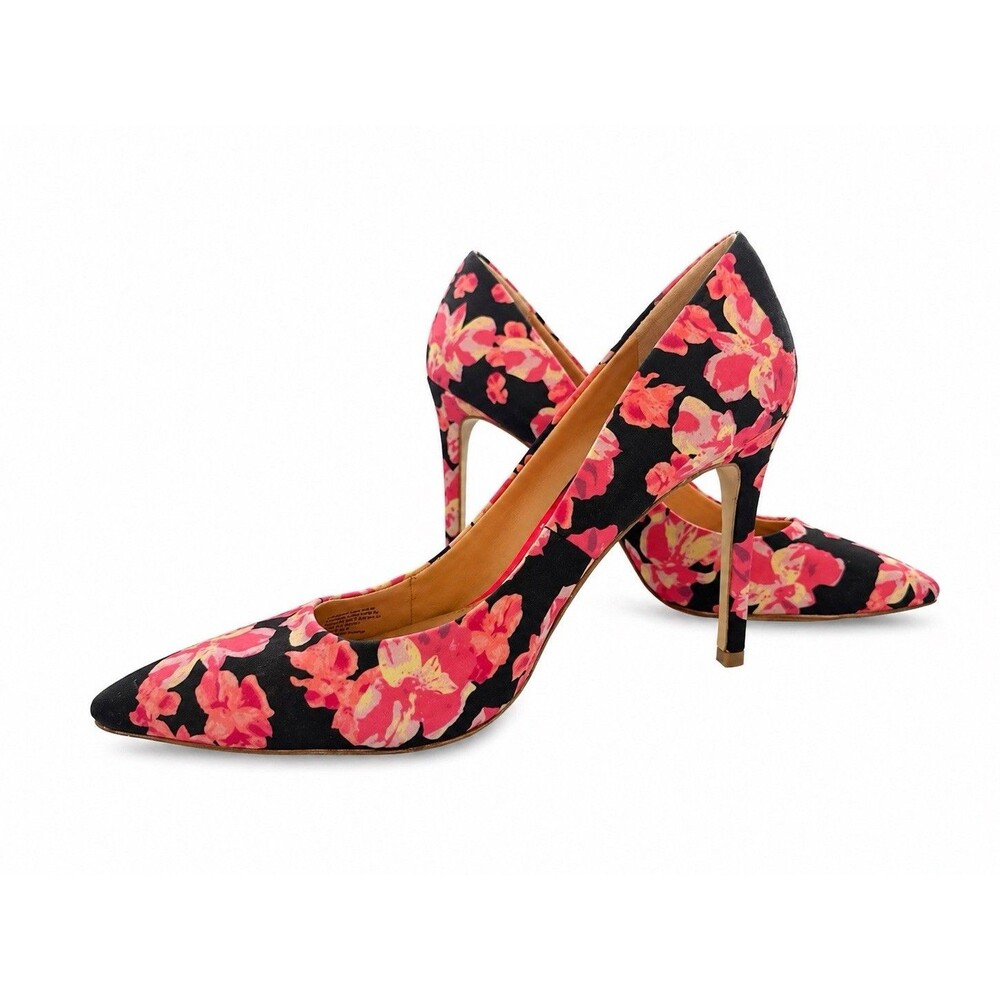 Banana Republic Floral Fabric Pointed Toe Stiletto Pump Pink Black, US 6